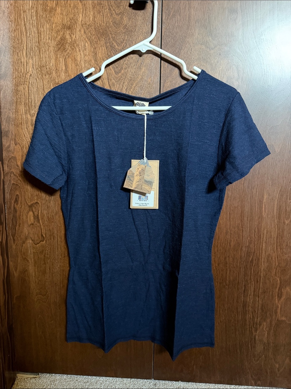 Women's Navy U neck Short Sleeve Tee 100% Royal Alpaca